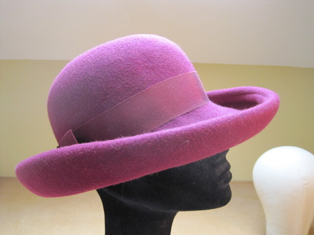 Pink Felt Rolled Brim